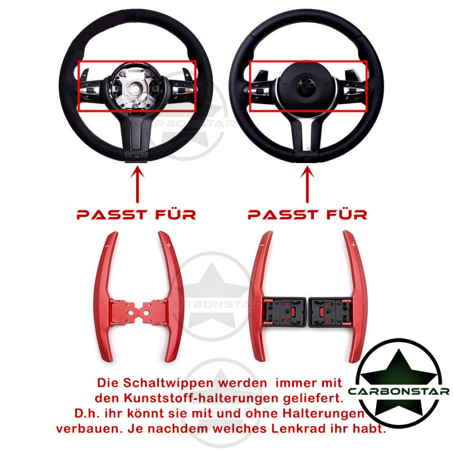 Cstar Schaltwippen Wippen Paddles Aluminium Alu Eloxiert Rot passend für BMW F32 F33 F36