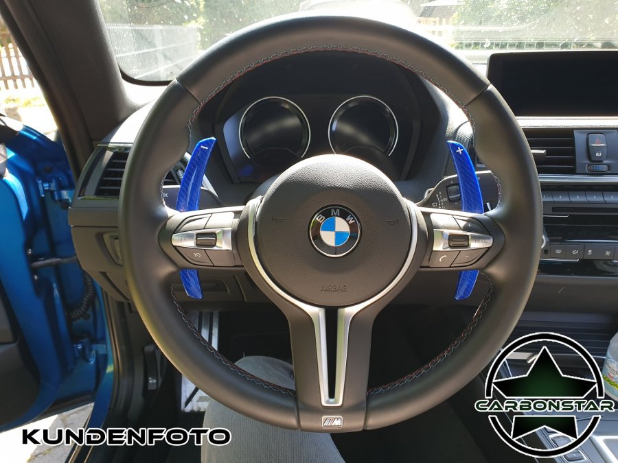 Cstar Schaltwippen Carbon Alu Blau passend für BMW M2 F87 F82 F83 M4 F80 M3 F06 F12 F13 M6 + Competition
