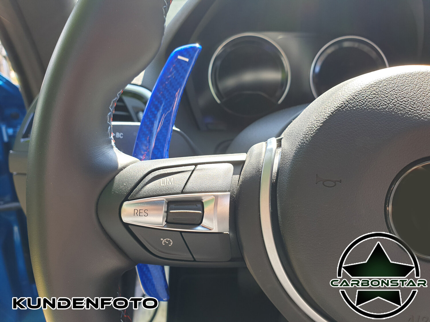 Cstar Schaltwippen Wippen Paddles Carbon Alu Blau passend für BMW F30 F31 F34