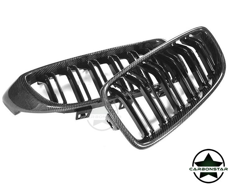 Cstar Carbon ABS Nieren Grill Doppelsteg Schwarz Hochglanz passend für BMW M4 F82 F83 M3 F80 F32 F33 F36