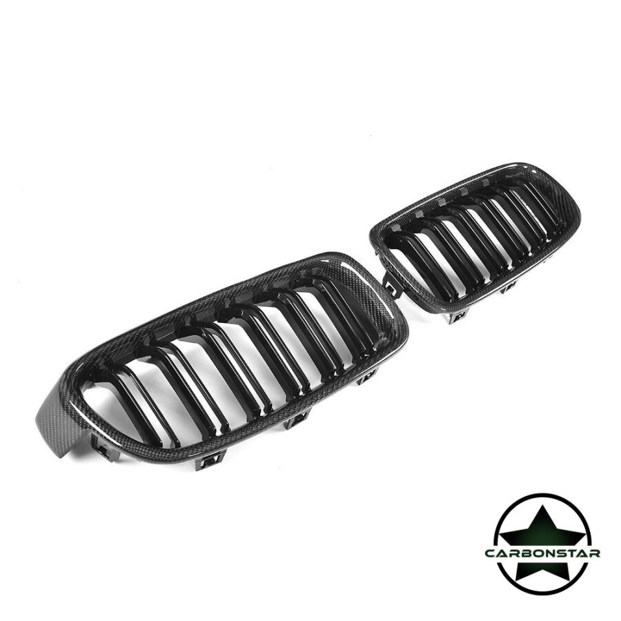 Cstar Carbon ABS Nieren Grill Doppelsteg Schwarz Hochglanz passend für BMW F30 F31 F35 auch LCI Facelift