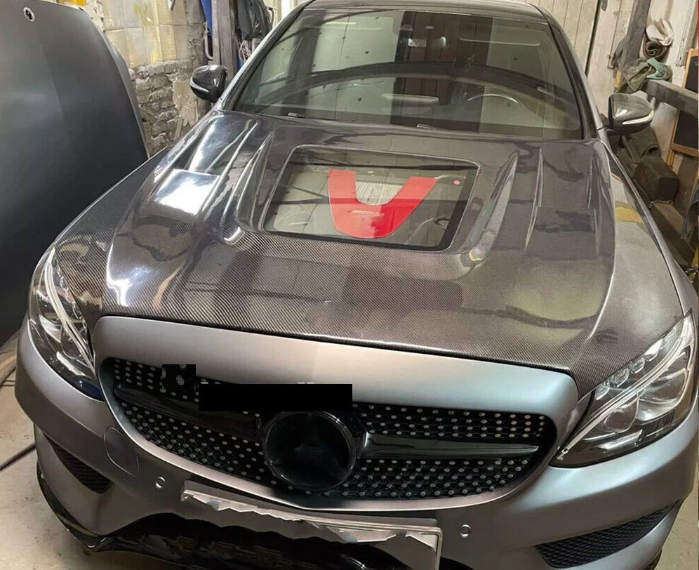 Cstar Carbon Motorhaube passend für Mercedes Benz W205 C205 C43 Coupe Limo VorMopf Vor Facelift 15-19