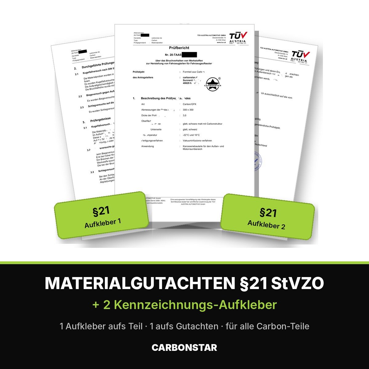 Aufkleber für die Eintragung nach §21