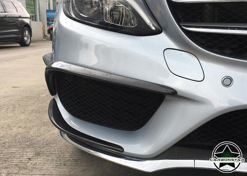 Cstar Carbon Gfk Canards Abdeckung Stoßstange vorne für Mercedes Benz W205 C250 C300 C43 AMG 15-18