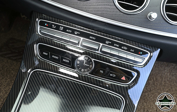 LALAIJDOU Mittelkonsole Armaturenbrett-Rahmenabdeckung, Carbon,  Innenraumzubehör passend für 2015-2018 Mercedes-Benz C-Klasse W205,  2015-2018 GLC-Klasse (ohne Uhr) : : Auto & Motorrad