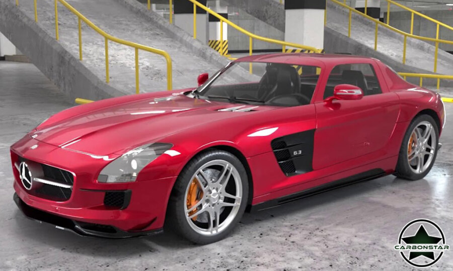 Cstar Carbon Gfk Splitter Fins Canards Stoßstange vorne für Mercedes Benz SLS AMG C197 R197 2009-2014