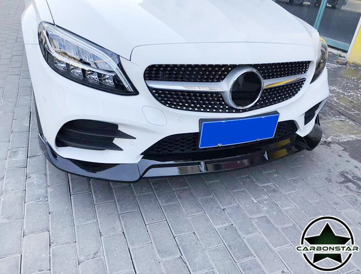 Cstar ABS Hochglanz Schwarz Frontlippe für Mercedes Benz C W205 MOPF Coupe / Limo