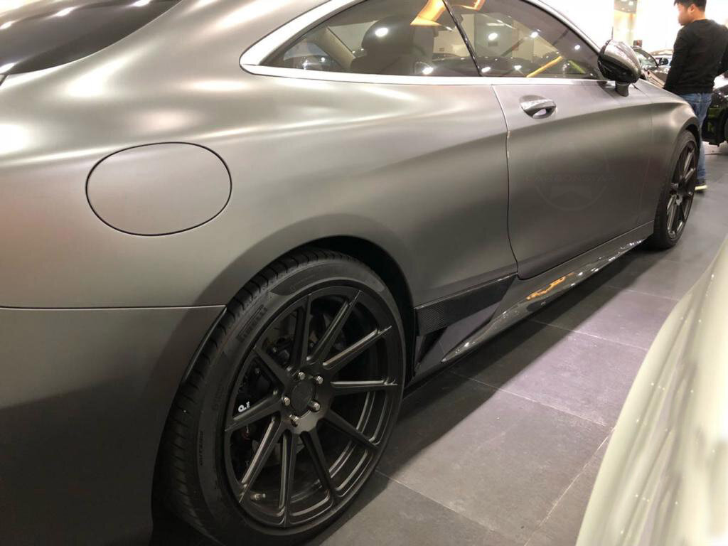 Cstar Carbon Gfk Seitenschweller für Mercedes Benz S Klasse W222 C217 S500 S550 S560 S63 S65 AMG 2 Türer 14-18