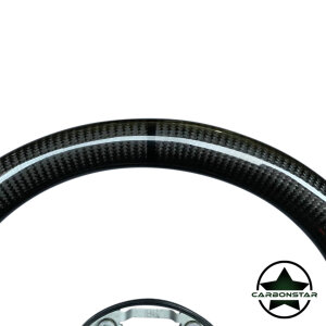 Cstar Carbon Leder Lenkrad abgeflacht Performance 12Uhr passend für BMW M2 F87 M3 F80 M4 F82 F83 F20 F21 F22 F23 F45 F46 F30 F31 F34 F35 F32 F33 F36 F48 Competition Schwarz Glanz + Carbon gelochtes Leder Lenkrad