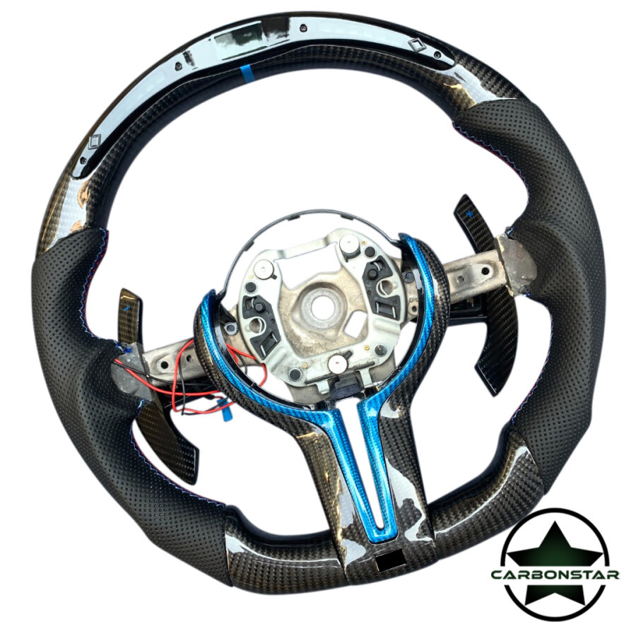 Cstar Carbon Lenkrad Daten Display +Spange in Blau/Carbon passend für BMW M2 F87 M3 F80 M4 F82 F83 F20 F21 F22 F23 F45 F46 F30 F31 F34 F35 F32 F33 F36 F48 Competition