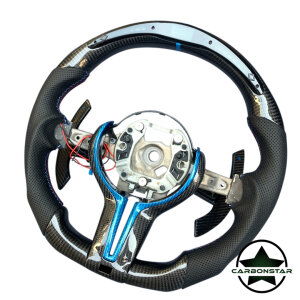 Cstar Carbon Lenkrad Daten Display +Spange in Blau/Carbon passend für BMW M2 F87 M3 F80 M4 F82 F83 F20 F21 F22 F23 F45 F46 F30 F31 F34 F35 F32 F33 F36 F48 Competition
