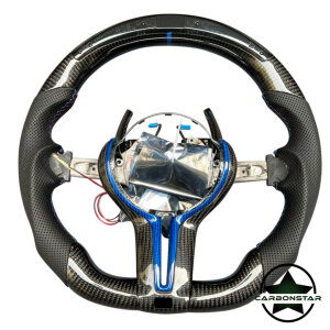 Cstar Carbon Lenkrad Racinng Display +Spange in Königsblau/Carbon passend für BMW M2 F87 M3 F80 M4 F82 F83 F20 F21 F22 F23 F45 F46 F30 F31 F34 F35 F32 F33 F36 F48 Competition