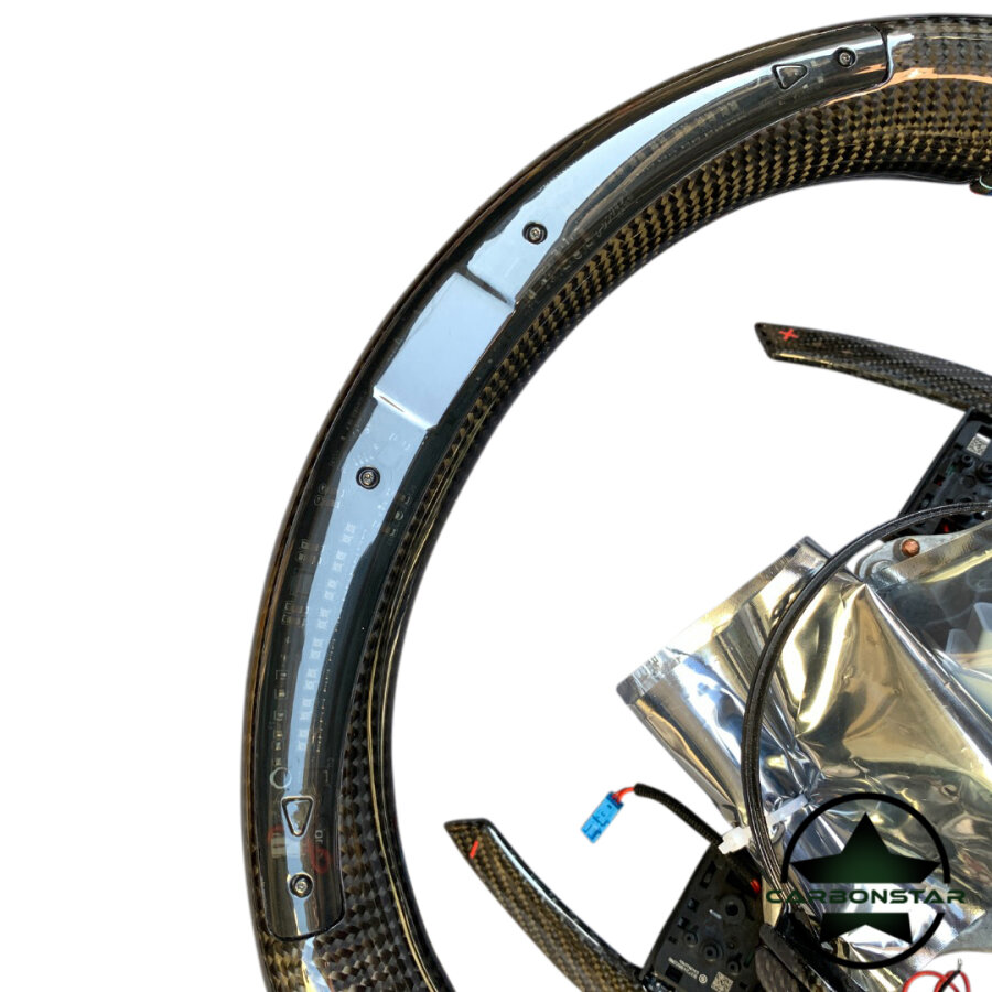 Cstar Carbon Lenkrad Racing Daten Display +Spange in Doppel Carbon +Schaltwippen passend für BMW M2 F87 M3 F80 M4 F82 F83 F20 F21 F22 F23 F45 F46 F30 F31 F34 F35 F32 F33 F36 F48 Competition