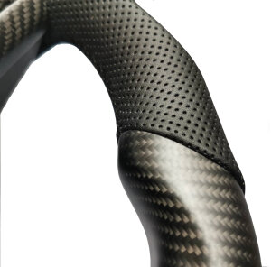 Cstar Carbon Lenkrad abgeflacht Racing Matt +Spange Carbon passend für Tesla Model 3 und Y