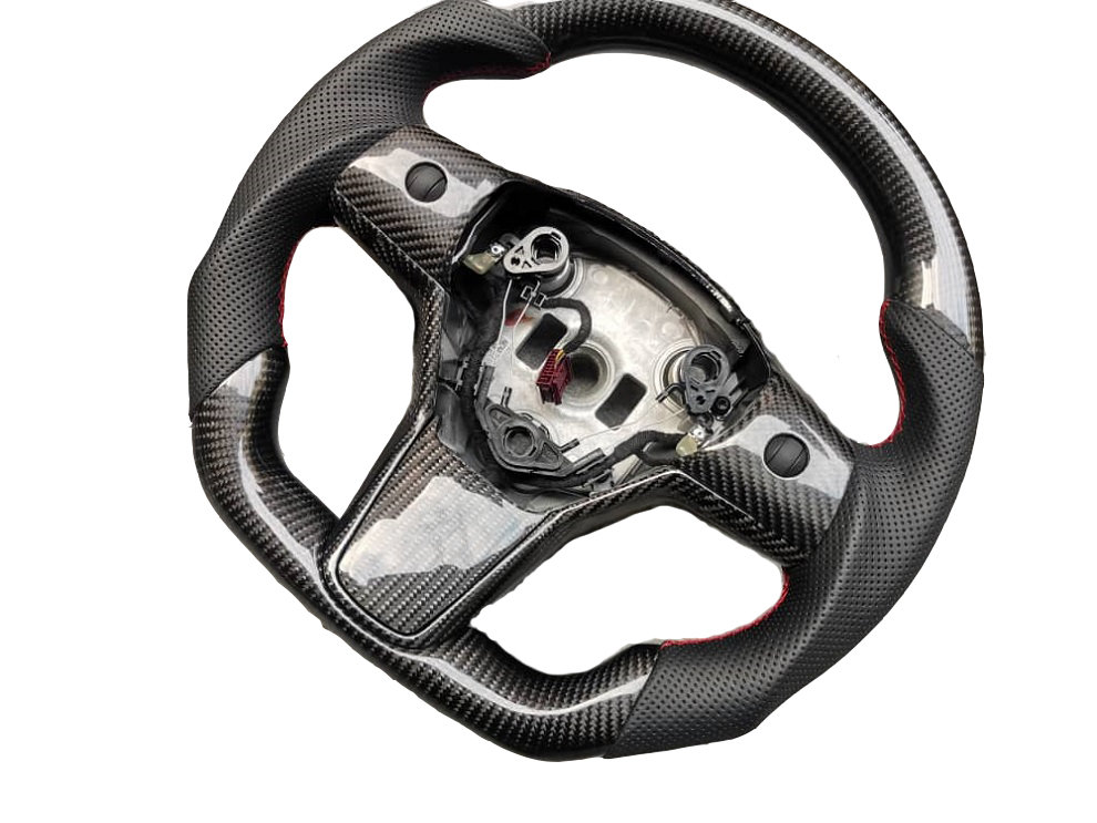 Cstar Carbon Lenkrad abgeflacht Racing Hochglanz +Spange Carbon passend f&uuml;r Tesla Model 3 und Y