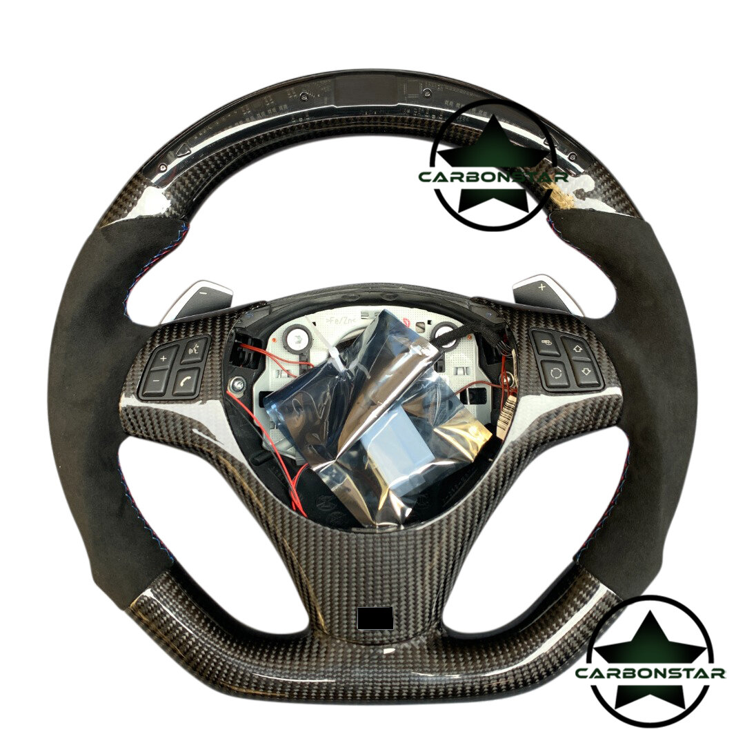 Cstar Carbon Alcantara Racing Lenkrad passend für BMW E90 E91 E92 E93 E82 E88 E81 E87 mit Schaltwippen SMG DKG