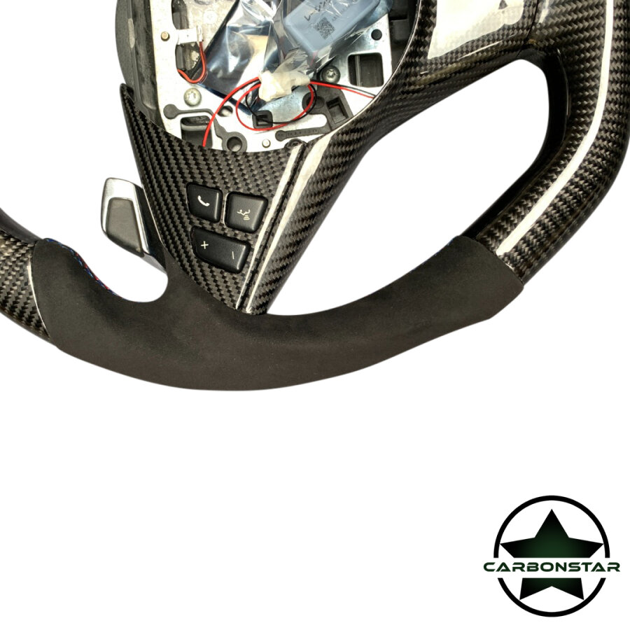 Cstar Carbon Sportlenkrad Alcantara Datendisplay passend für BMW E60 E61 E62 E63 auch M5 M6 LCI mit Schaltwippen