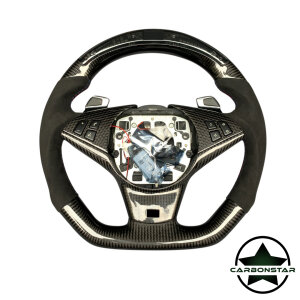 Cstar Carbon Sportlenkrad Alcantara Datendisplay passend für BMW E60 E61 E62 E63 auch M5 M6 LCI mit Schaltwippen