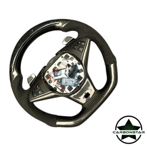 Cstar Carbon Sportlenkrad Alcantara Datendisplay passend für BMW E60 E61 E62 E63 auch M5 M6 LCI mit Schaltwippen