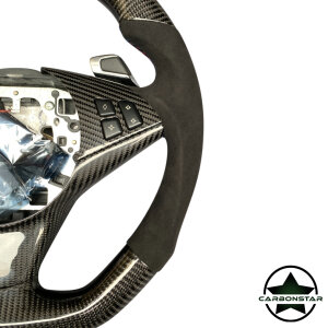 Cstar Carbon Sportlenkrad Alcantara Datendisplay passend für BMW E60 E61 E62 E63 auch M5 M6 LCI mit Schaltwippen