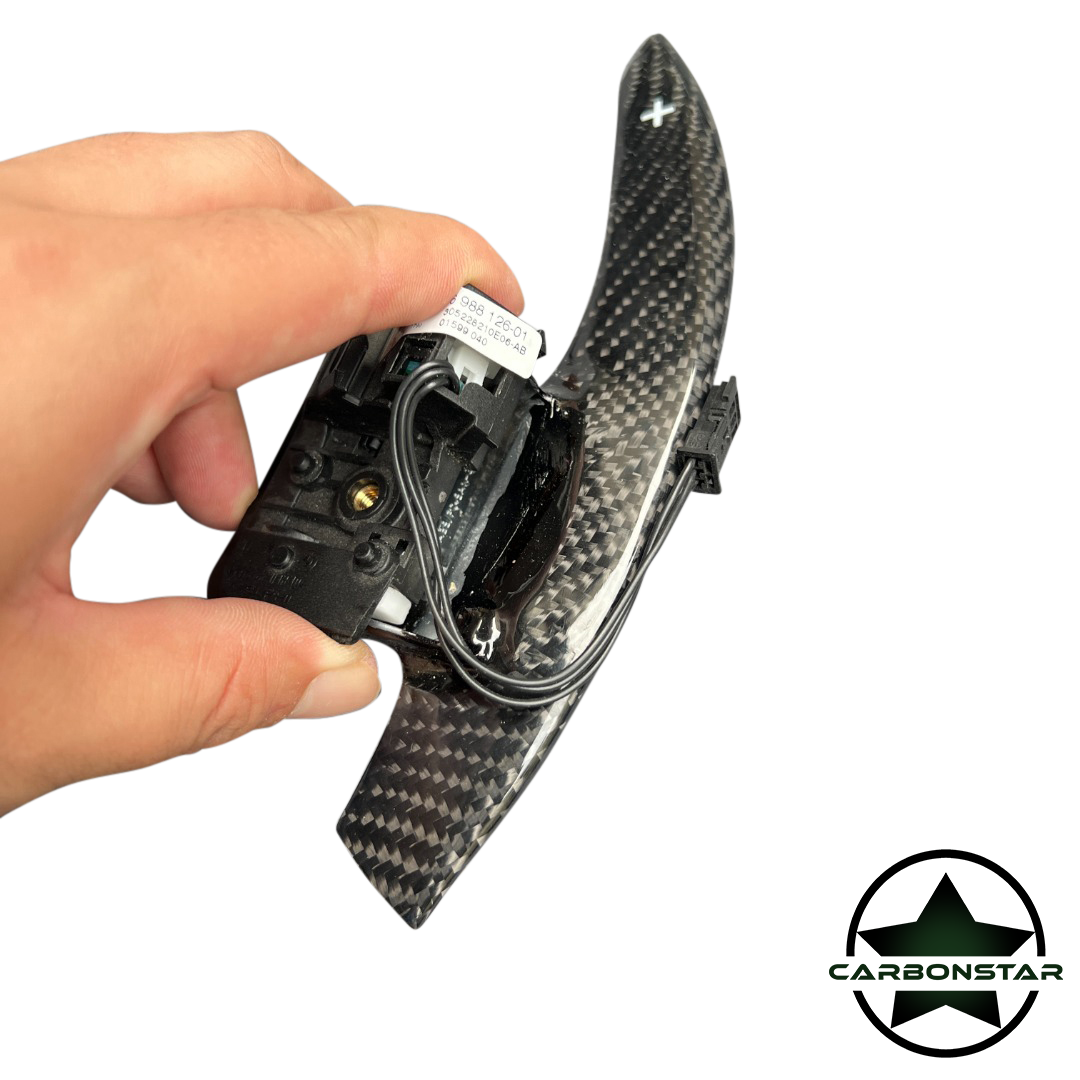 Cstar BMW E90 E91 E92 E93 - SMG Schaltwippen mit 2x2 Carbon beschichtet / Zwei Designs Variante 1 -  verlängerte Schaltwippen|TAUSCH - Wir erhalten Ihre Teile im Austausch / Nach Erhalt bekommen Sie die Kaution erstattet.