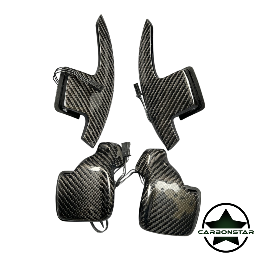 Cstar BMW E90 E91 E92 E93 - SMG Schaltwippen mit 2x2 Carbon beschichtet / Zwei Designs Variante 1 -  verlängerte Schaltwippen|TAUSCH - Wir erhalten Ihre Teile im Austausch / Nach Erhalt bekommen Sie die Kaution erstattet.