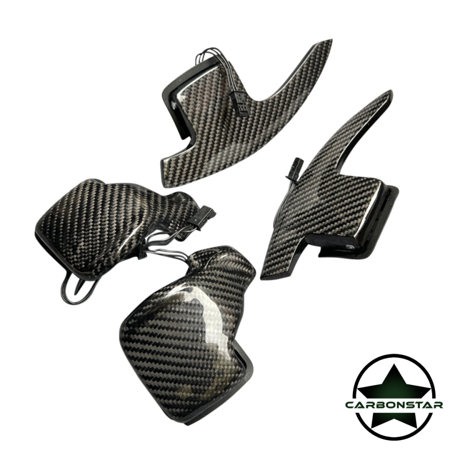 Cstar BMW E90 E91 E92 E93 - SMG Schaltwippen mit 2x2 Carbon beschichtet / Zwei Designs Variante 1 -  verlängerte Schaltwippen|TAUSCH - Wir erhalten Ihre Teile im Austausch / Nach Erhalt bekommen Sie die Kaution erstattet.