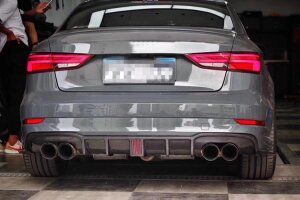 Cstar Carbon Gfk Heckdiffusor Diffusor 2 + 4 Rohr  für Audi A3 8V Limo RS3 17-19 Facelift