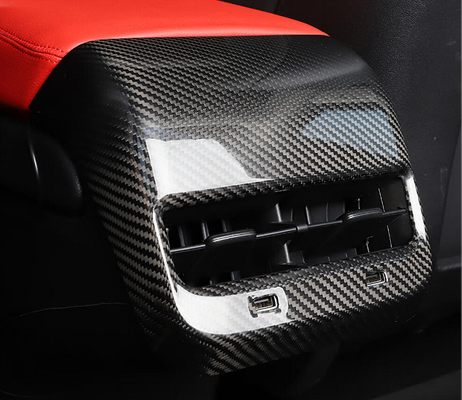 Cstar Carbon Abdeckung Rücksitzbank 2xUSB  für Tesla Model 3